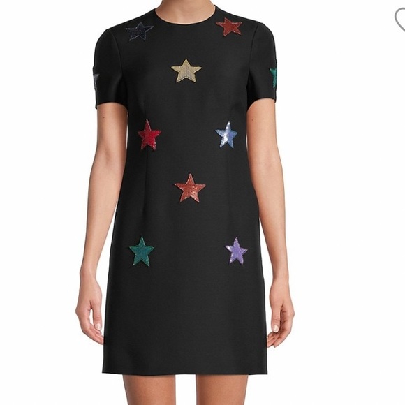 VALENTINO COUTURE STAR ⭐️ EMBELLISHED SHIFT DRESS IN BLACK SIZE US 4 - Picture 7 of 16